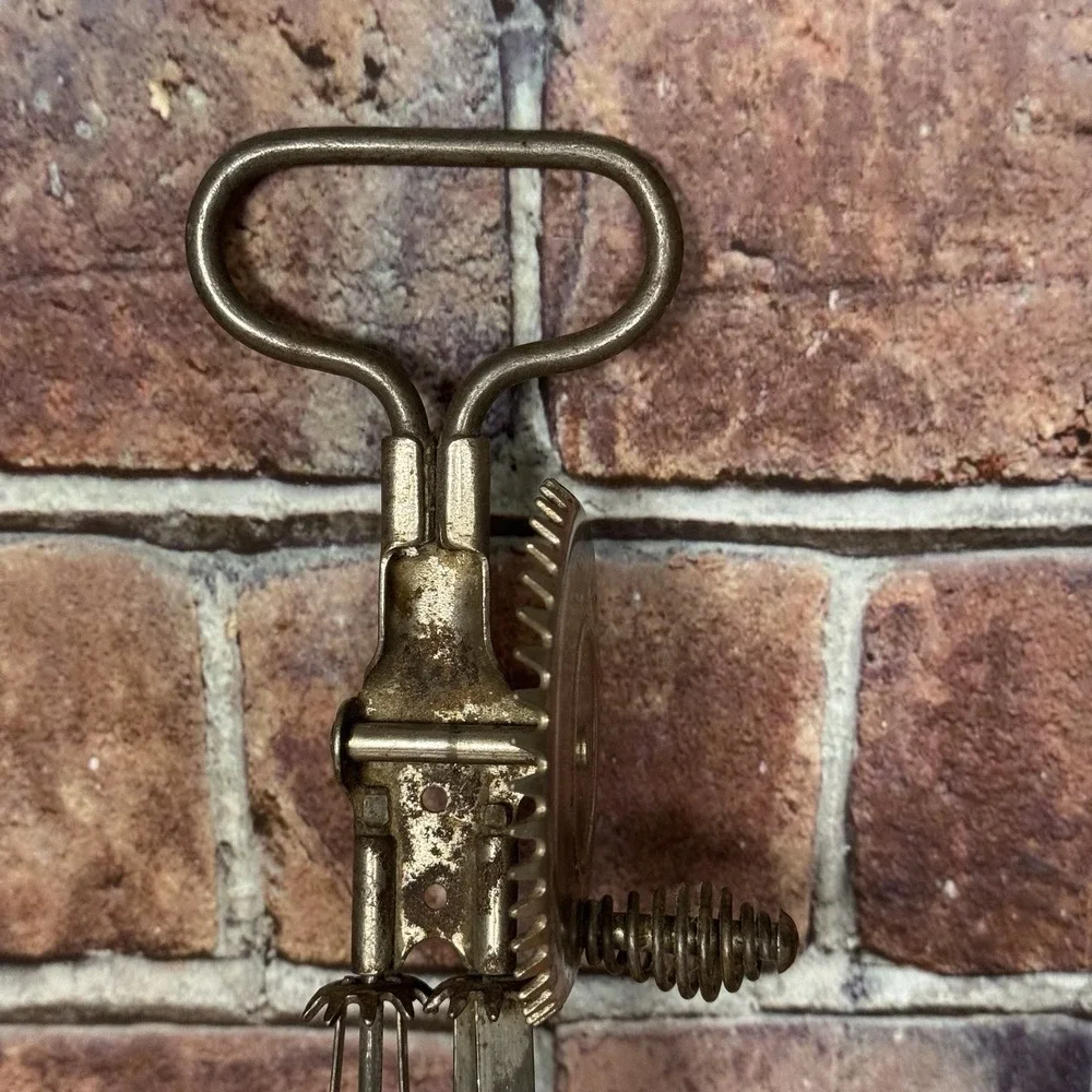 Antique 1923 A&J‎ Ekco  Manual Hand Mixer Beater Stainless Retro Kitchen USA